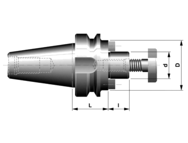 DIN 69871 AD+B - Frézovací trny pro frézy s příčnou unášecí drážkou (vnitřní přívod chladící kapalin