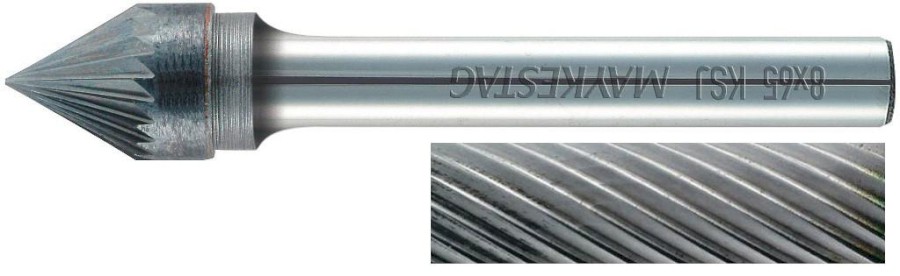 10x55mm KSJ, typ ostří  3,SK technická fréza zahlubovací 60°, průměr upínací stopky 6 mm