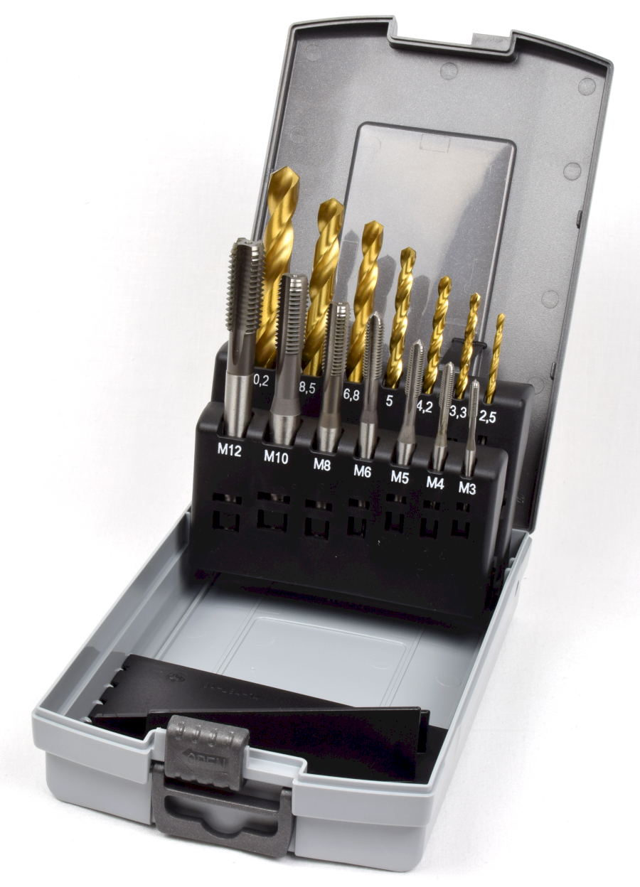 M3-M12HSS DIN371(2N)sada strojních závitníků s vrtáky HSS TiN